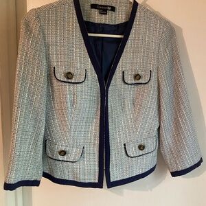 Forever 21 Women's Navy Trim Tweed Blazer